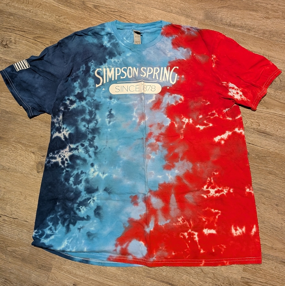 Gildan "Simpson Spring" Red and Blue Tie-Dye Short Sleeve Tee
